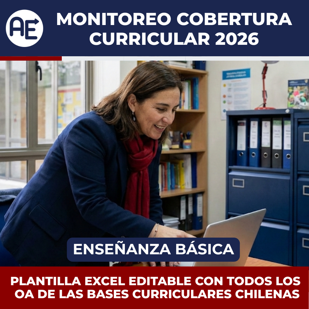 Monitoreo Cobertura Curricular 1° a 8° Básico - Plantilla Excel Editable (2026)