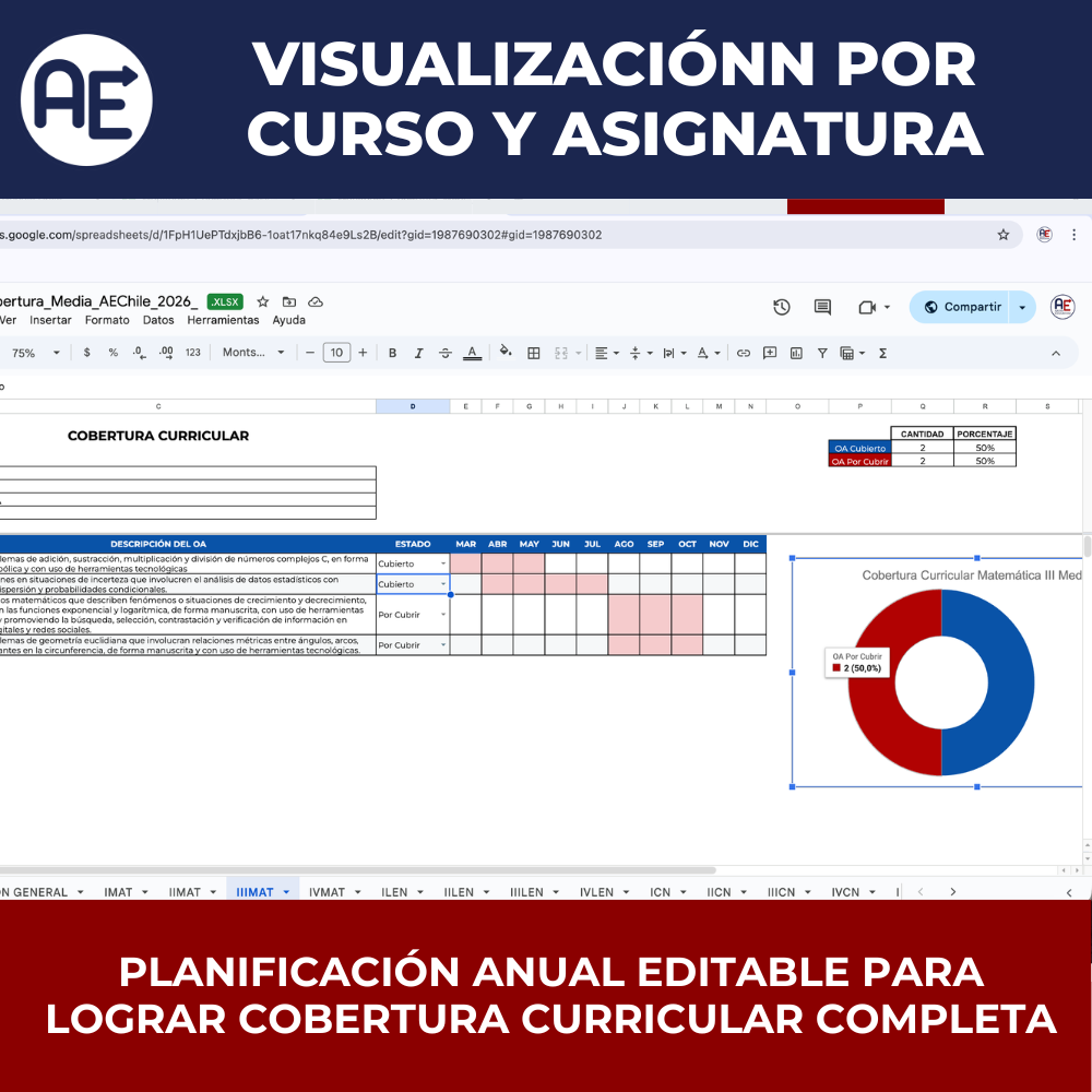 Monitoreo Cobertura Curricular I° a IV° Medio - Plantilla Excel Editable (2026) - Imagen 6