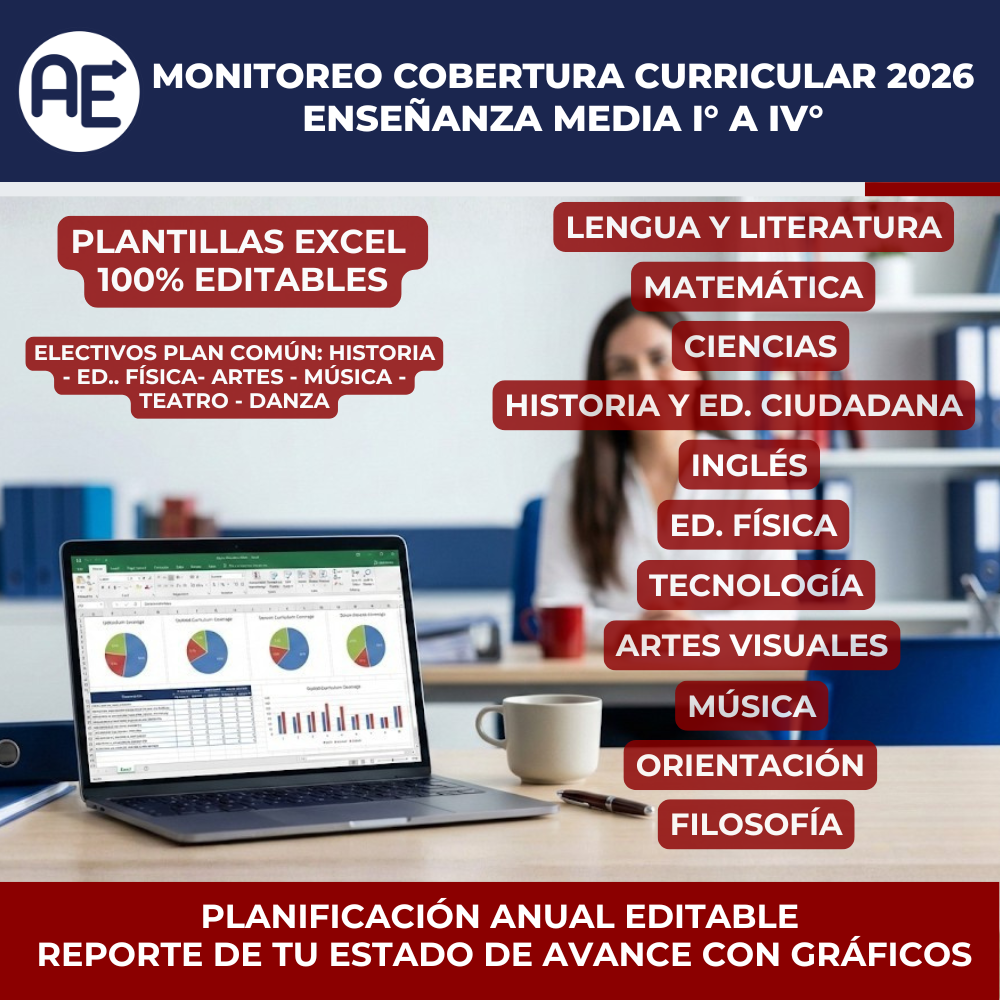 Monitoreo Cobertura Curricular I° a IV° Medio - Plantilla Excel Editable (2026) - Imagen 7