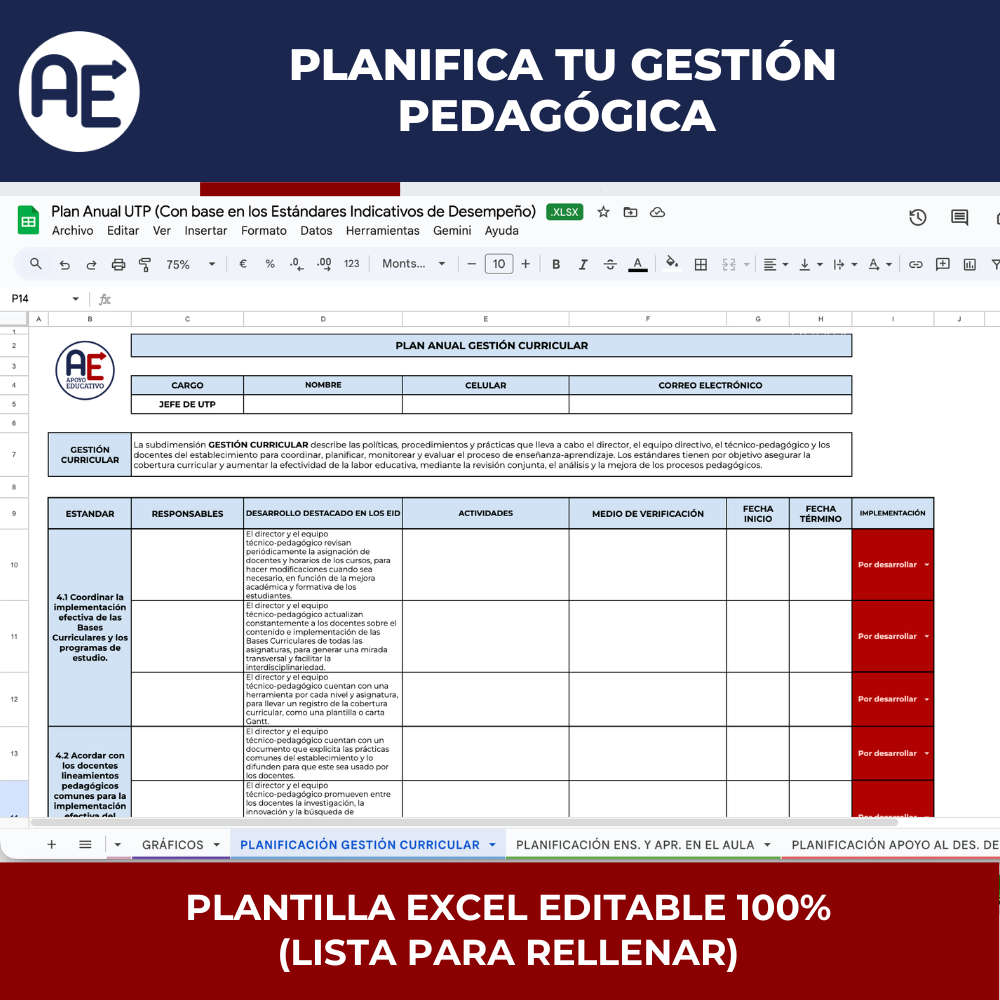 Planificación Anual UTP 2026 - Gestión Pedagógica (Editable) - Imagen 2